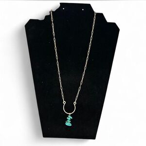 Gold Chain Necklace with Turquoise Pendant